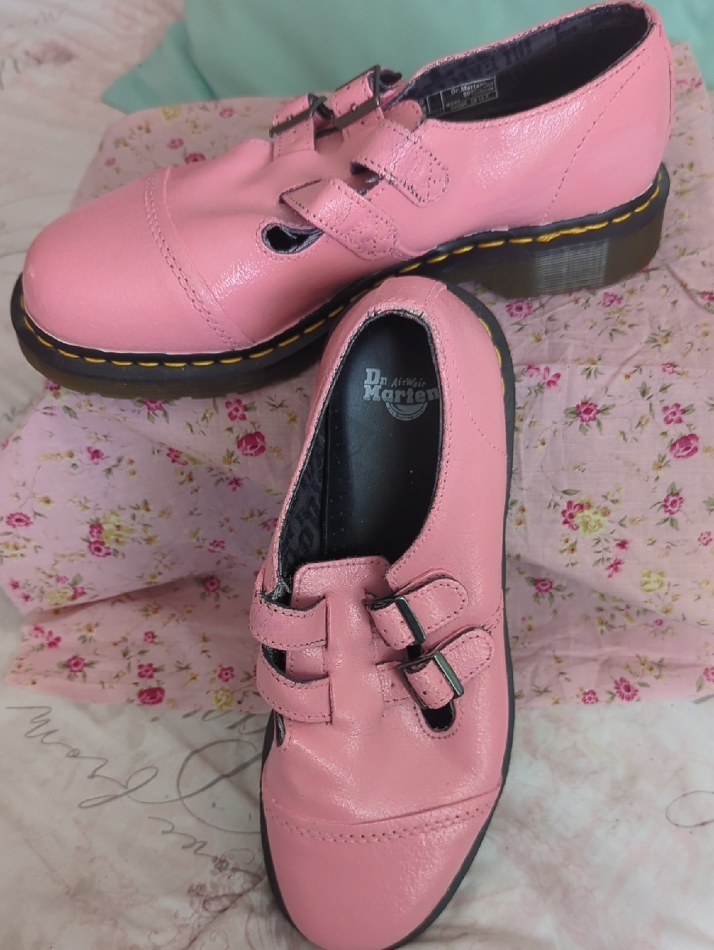 Doc Martens Air Wair Mary Janes DIY Custom Color Petal Pink Size 11 - Picture 12 of 15